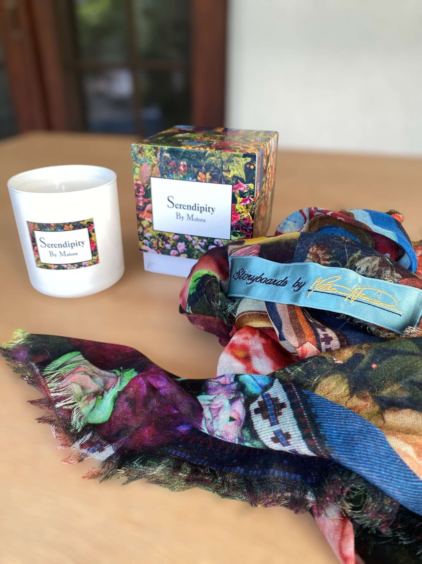FEATHER scarf & candle bundle