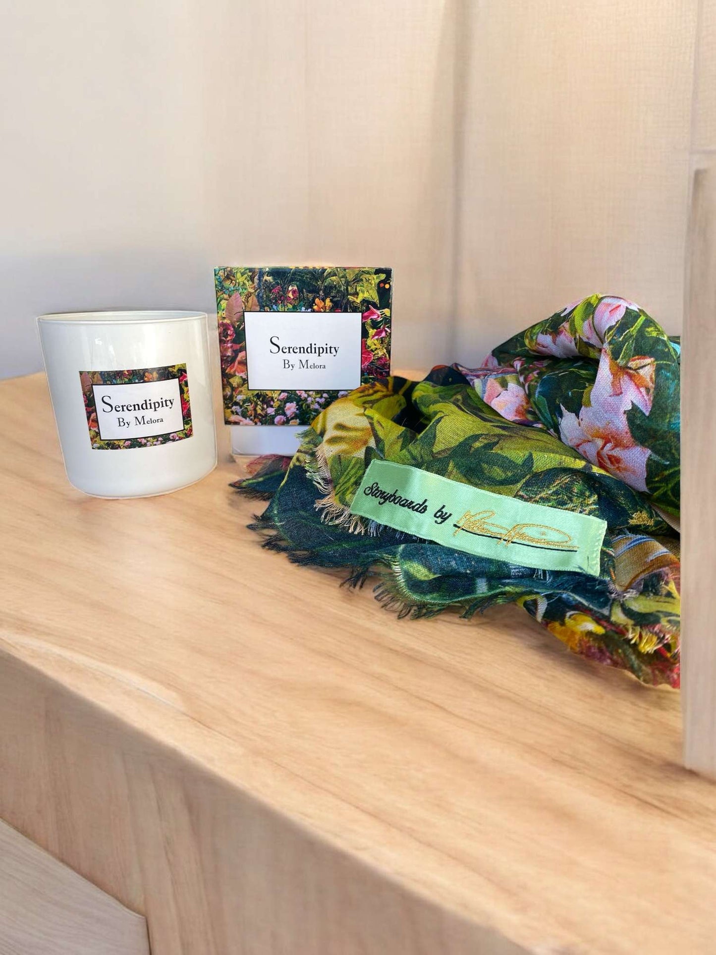 FEATHER scarf & candle bundle
